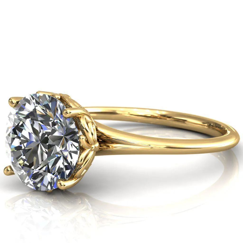 Butterfly Wings Round Center Stone Engagement Ring