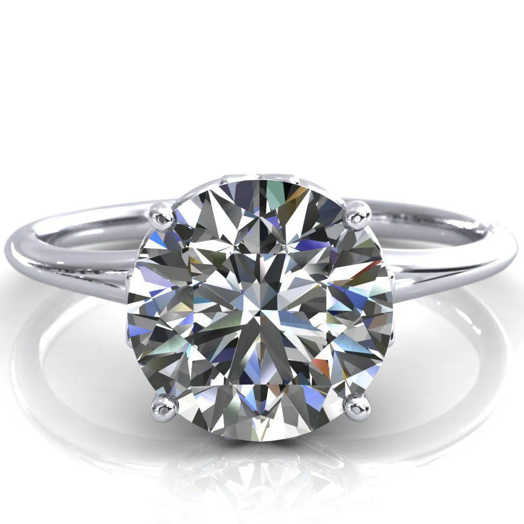 Butterfly Wings Round Center Stone Engagement Ring
