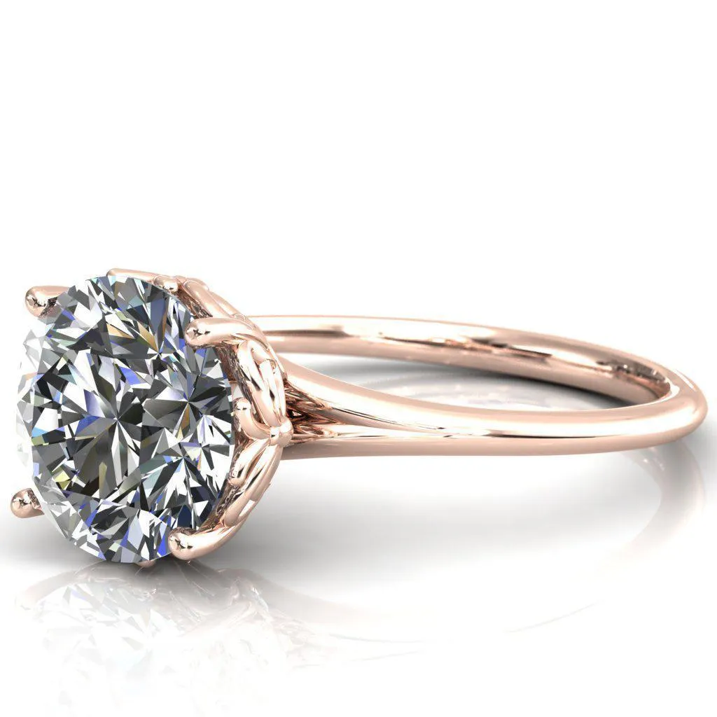 Butterfly Wings Round Center Stone Engagement Ring
