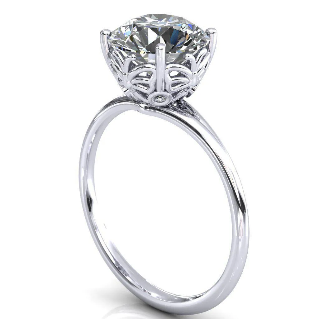 Butterfly Wings Round Center Stone Engagement Ring