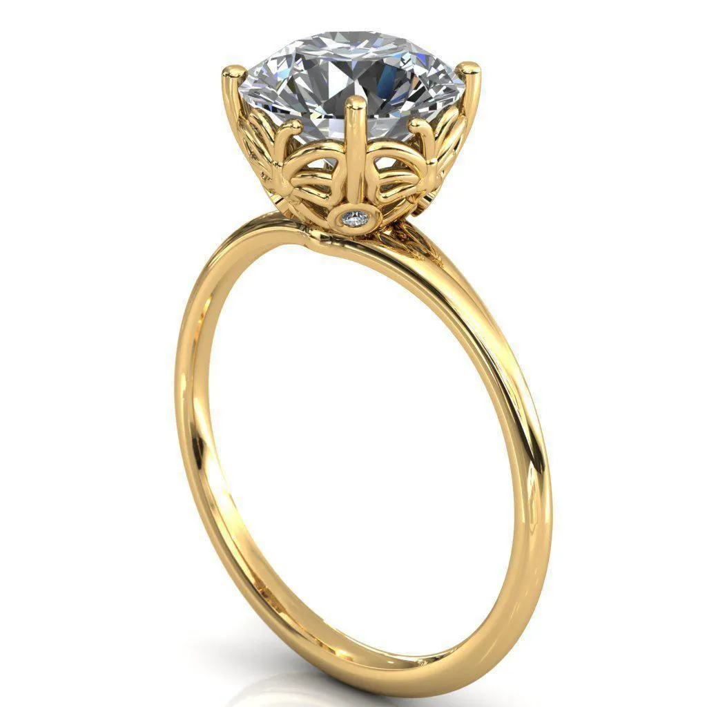 Butterfly Wings Round Center Stone Engagement Ring