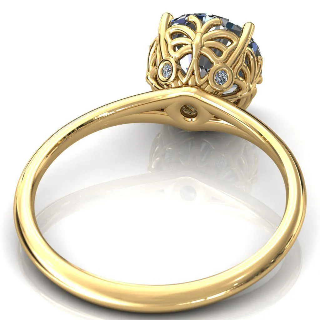 Butterfly Wings Round Center Stone Engagement Ring