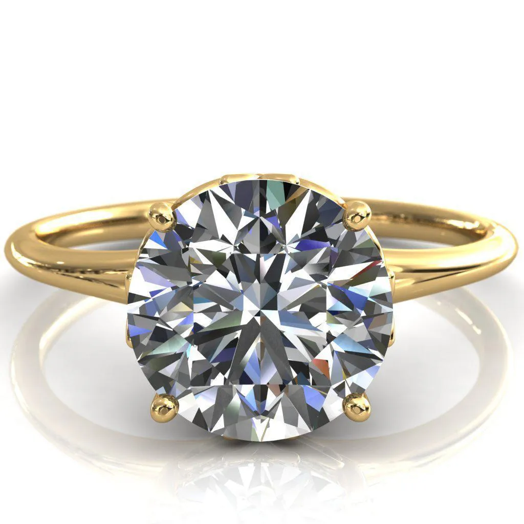 Butterfly Wings Round Center Stone Engagement Ring