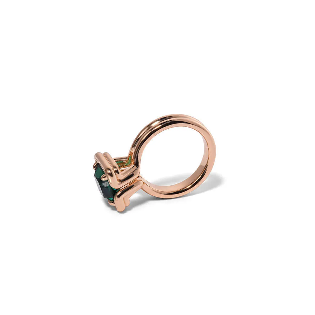 Buttress Emerald Cut Solitaire Ring - Blue Tourmaline