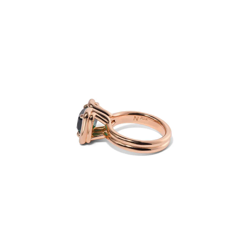 Buttress Emerald Cut Solitaire Ring - Blue Tourmaline