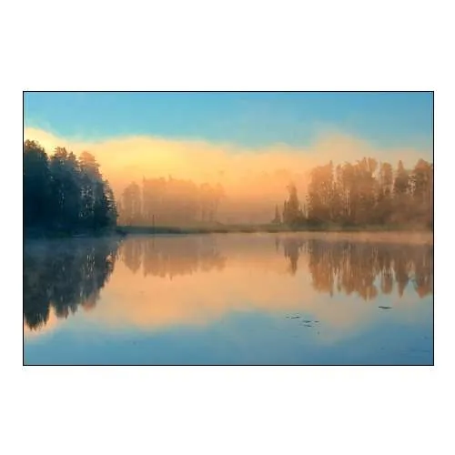 Canada-Ontario-Kenora Fog at Sunrise on Isabel Lake
