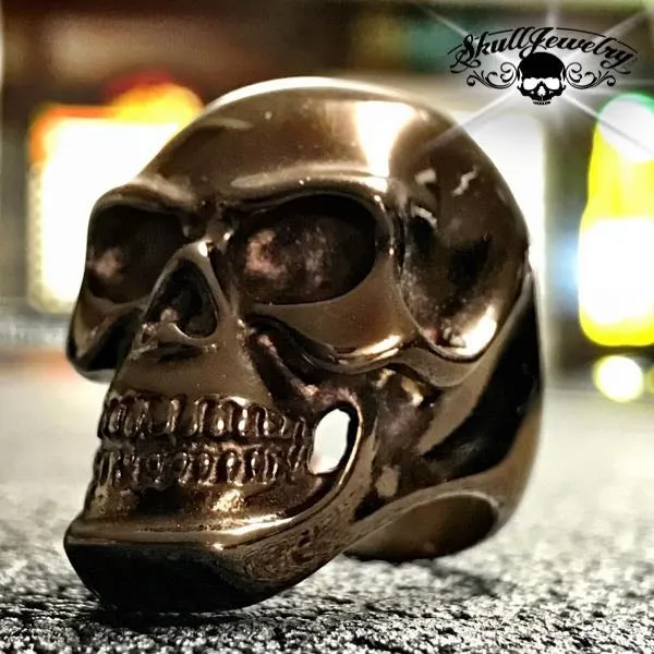 Carried Away - Big, Bold & Heavy Steel Skull Ring (#140Bronze)