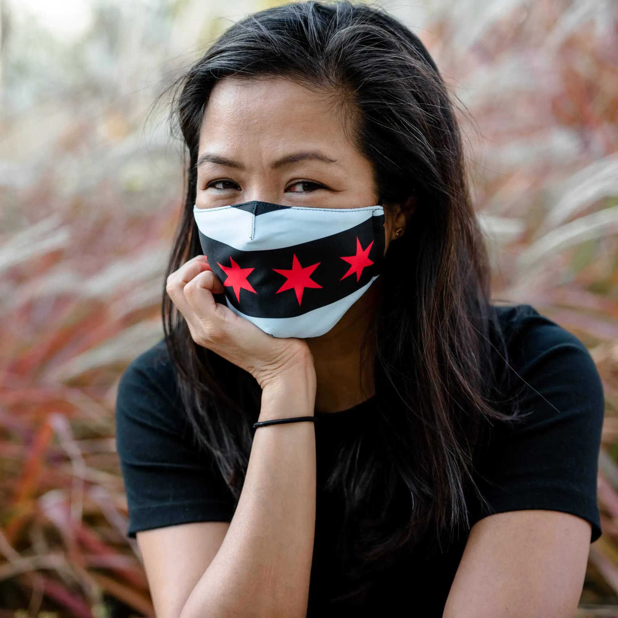 Chicago Black face mask with pocket