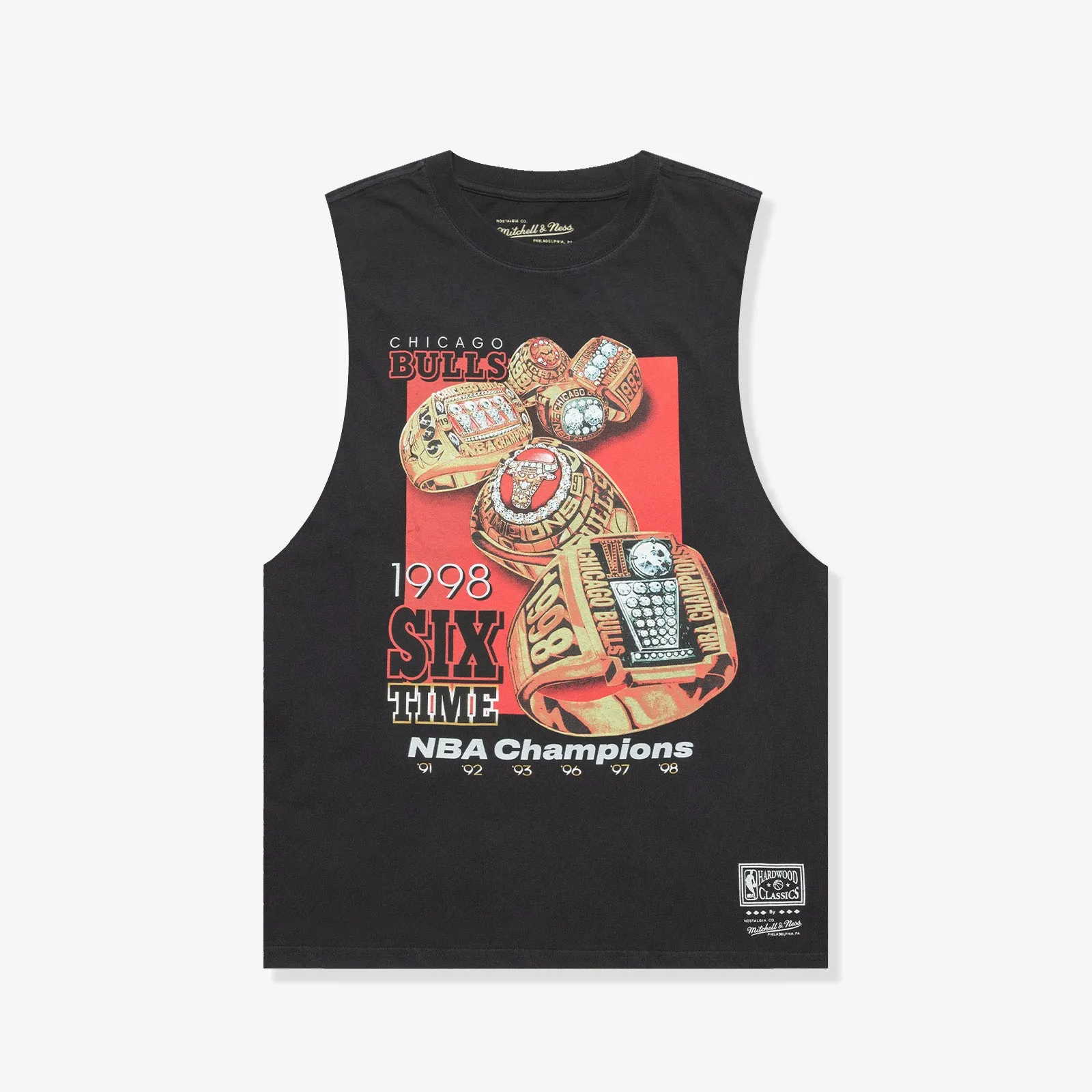 Chicago Bulls 6 Rings Boxy Muscle Tank - Black