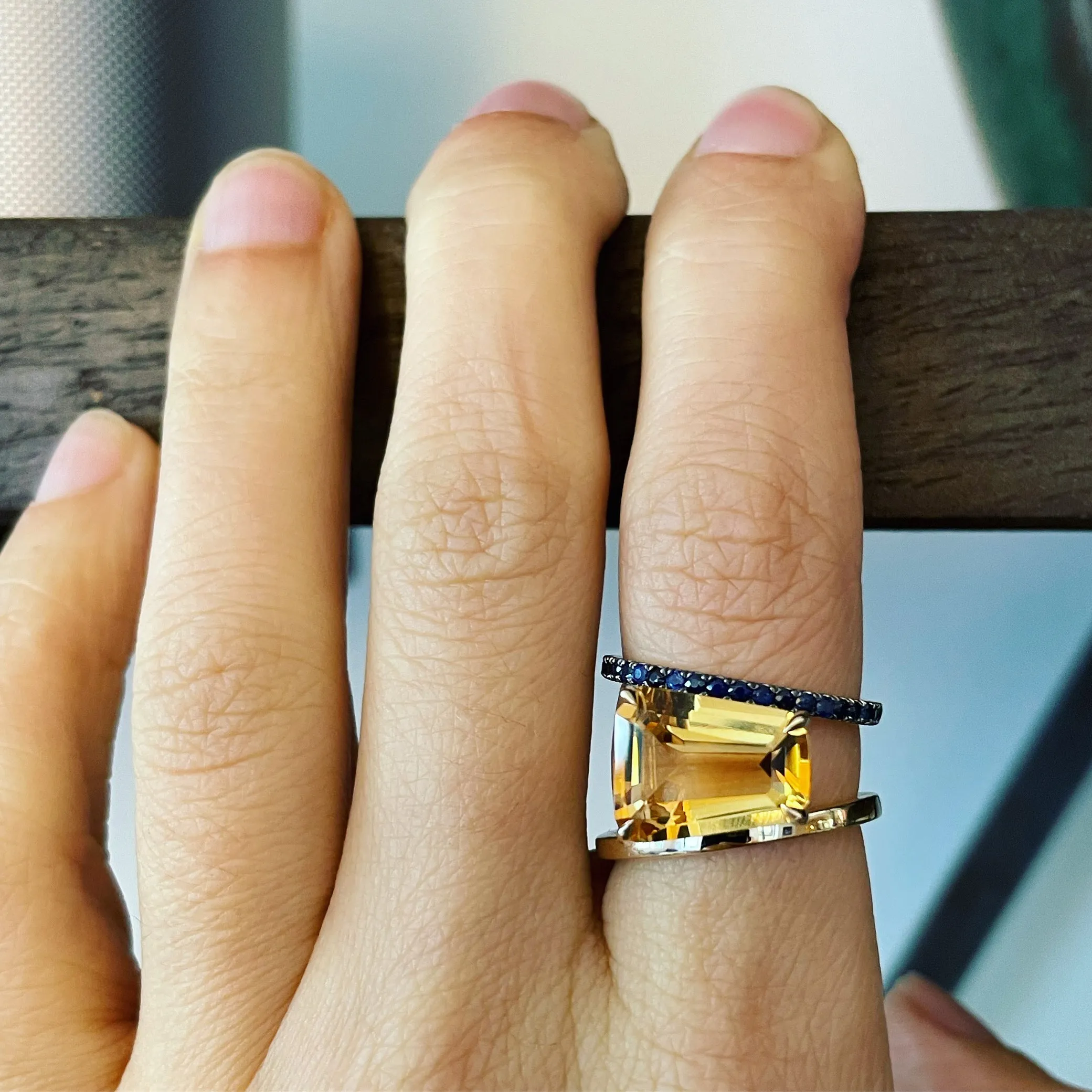Citrine & Sapphire PERA Ring