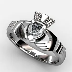 Claddagh Engagement Ring 1/3 or 1/2 Carat Diamond ASU-1-WHITE