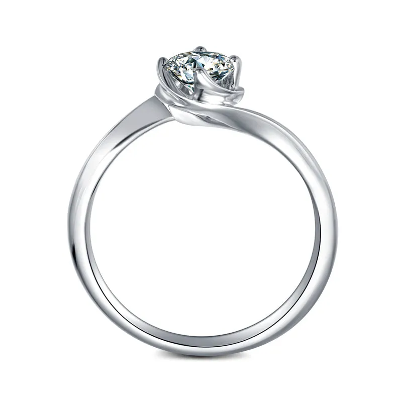 Classic Round Cut Moissanite Twist Shank Solitaire Ring