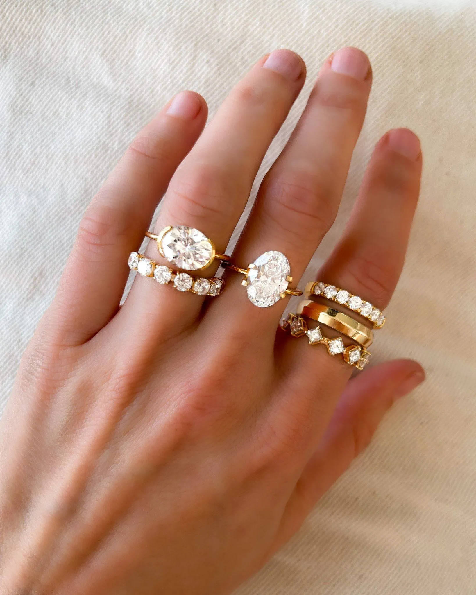 Claw Diamond Wedding Band: Jumbo Seven Stones