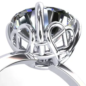 Clover-Hearts Round Center Stone Engagement Ring