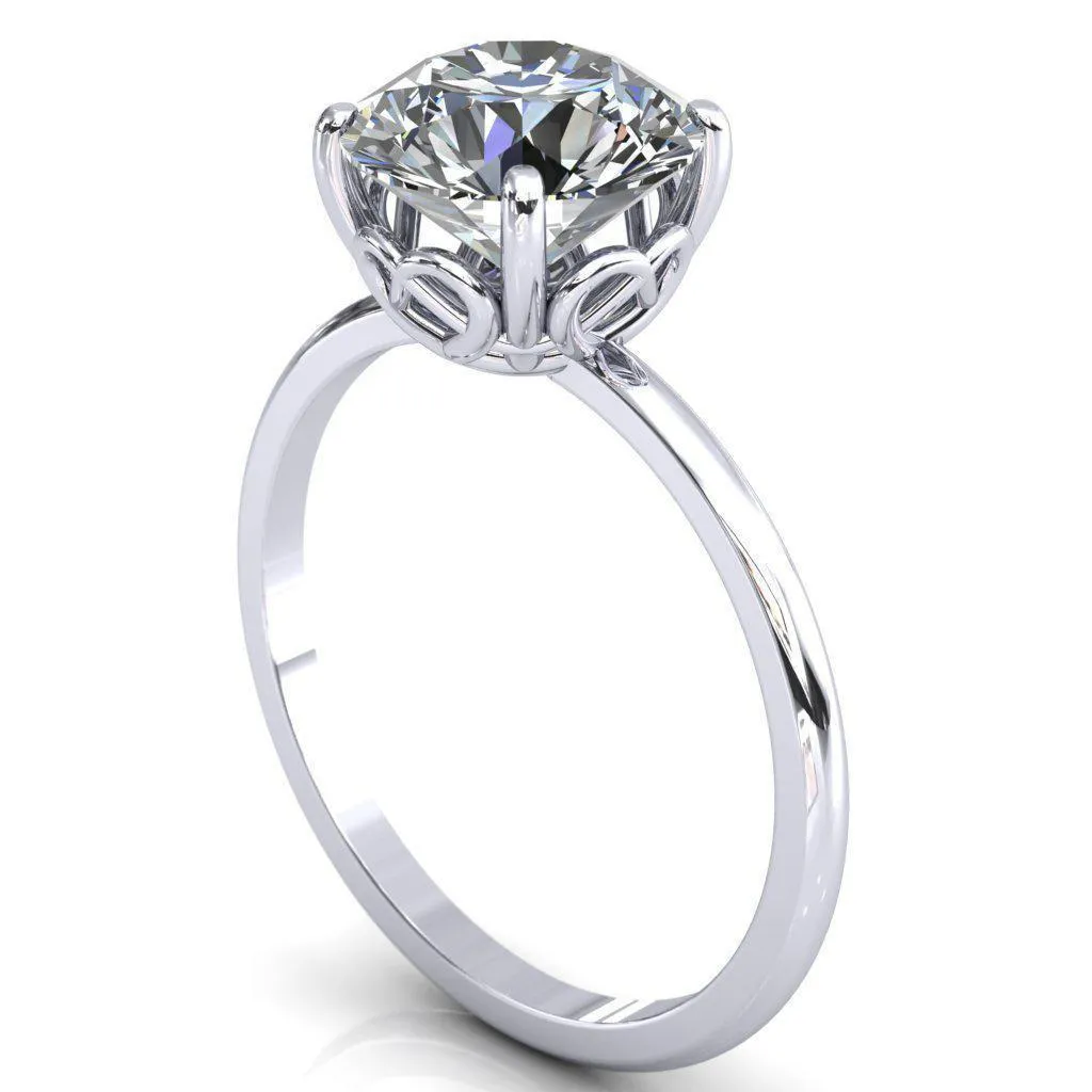 Clover-Hearts Round Center Stone Engagement Ring