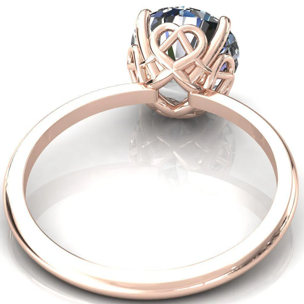 Clover-Hearts Round Center Stone Engagement Ring