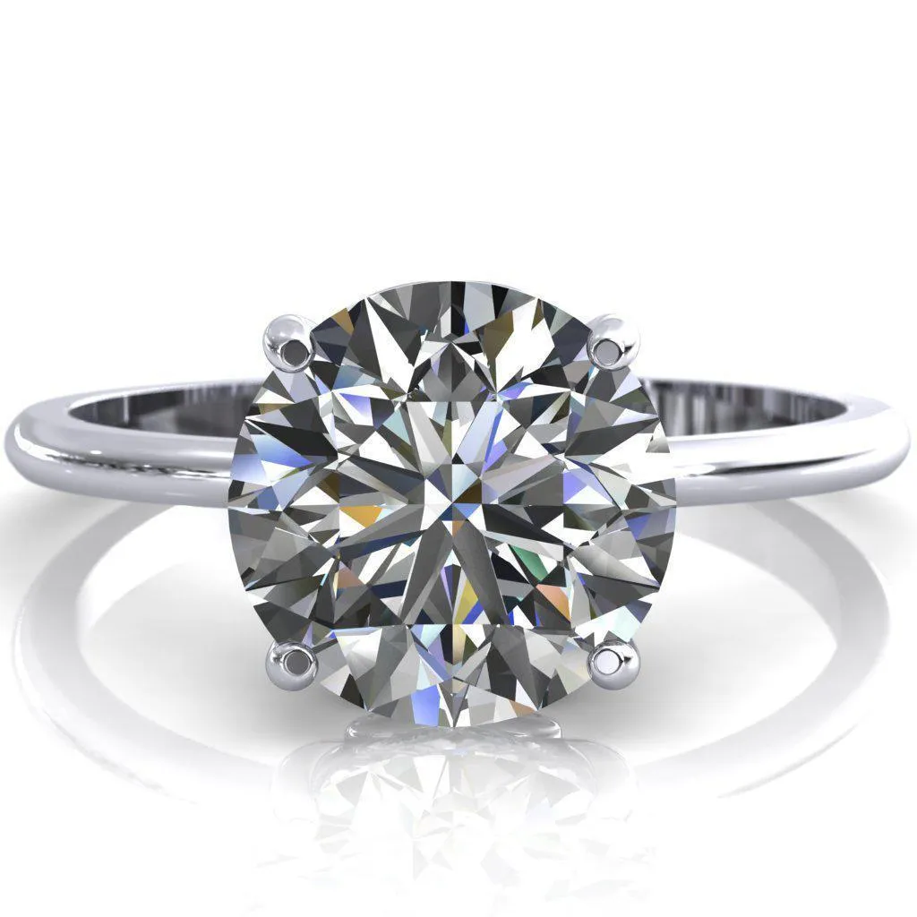 Clover-Hearts Round Center Stone Engagement Ring