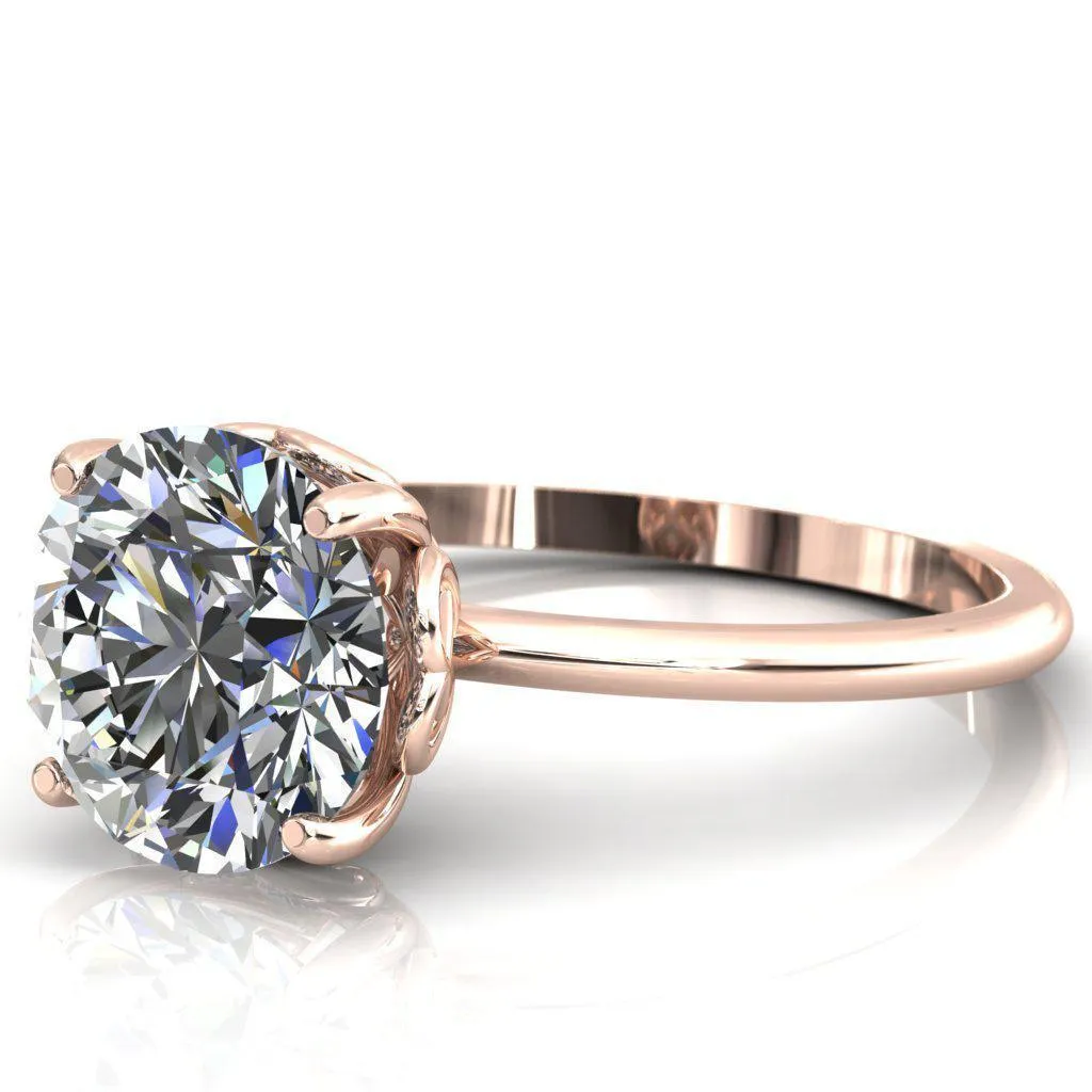 Clover-Hearts Round Center Stone Engagement Ring