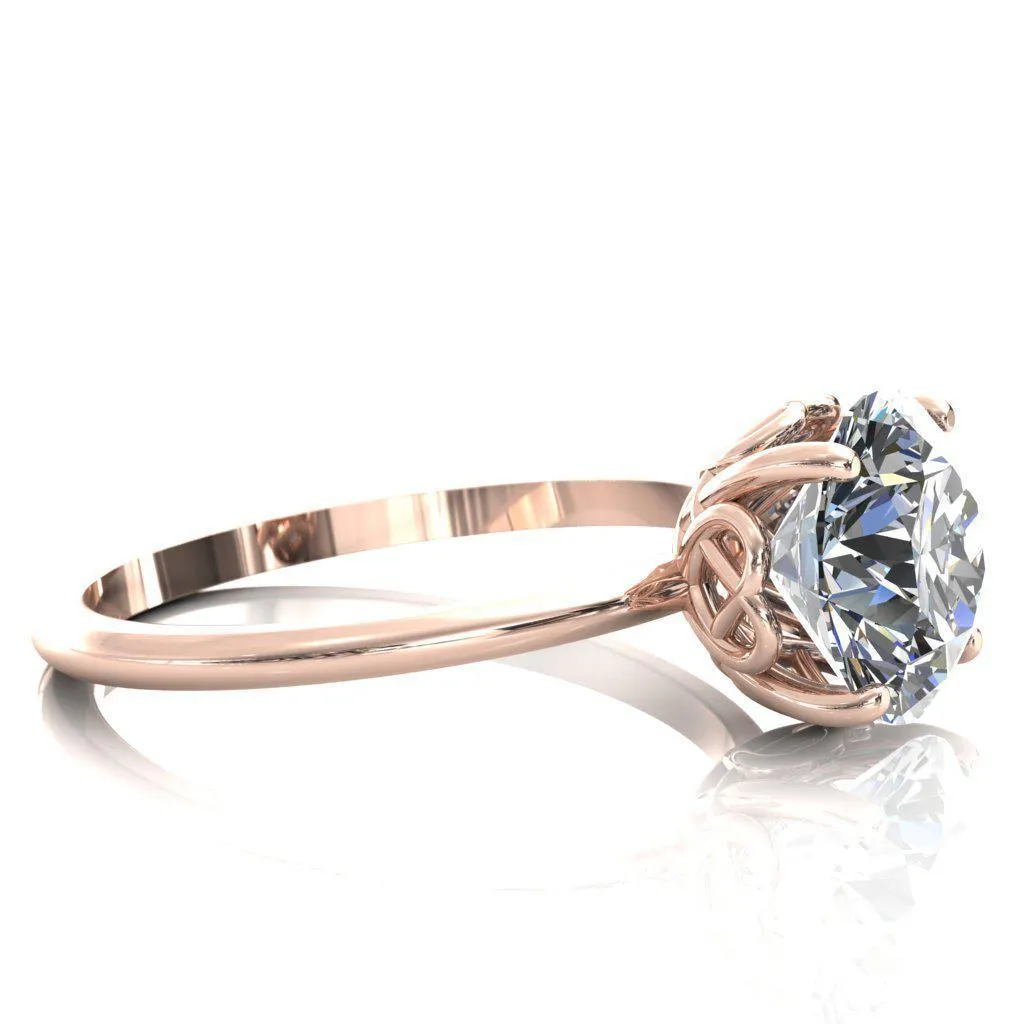 Clover-Hearts Round Center Stone Engagement Ring