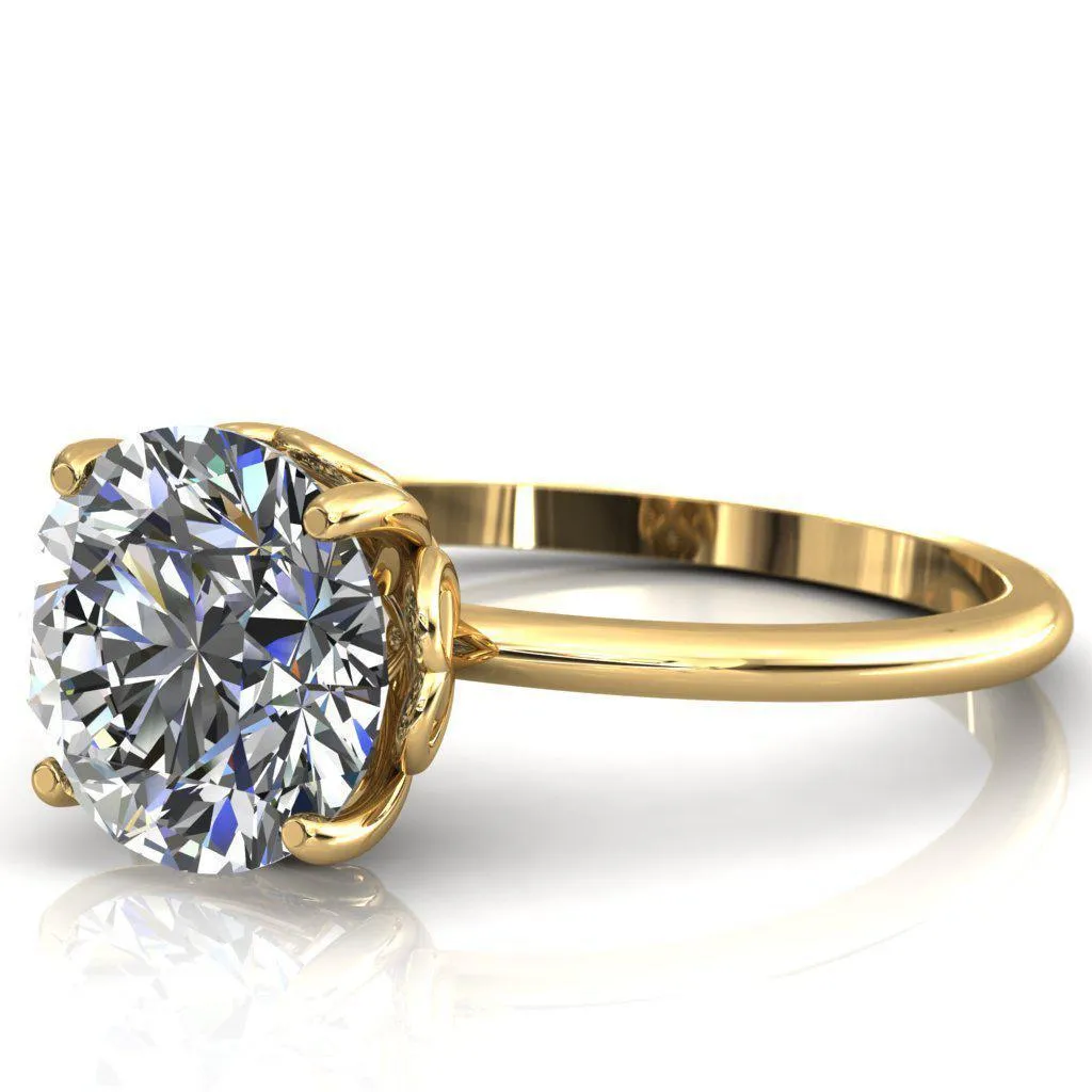 Clover-Hearts Round Center Stone Engagement Ring