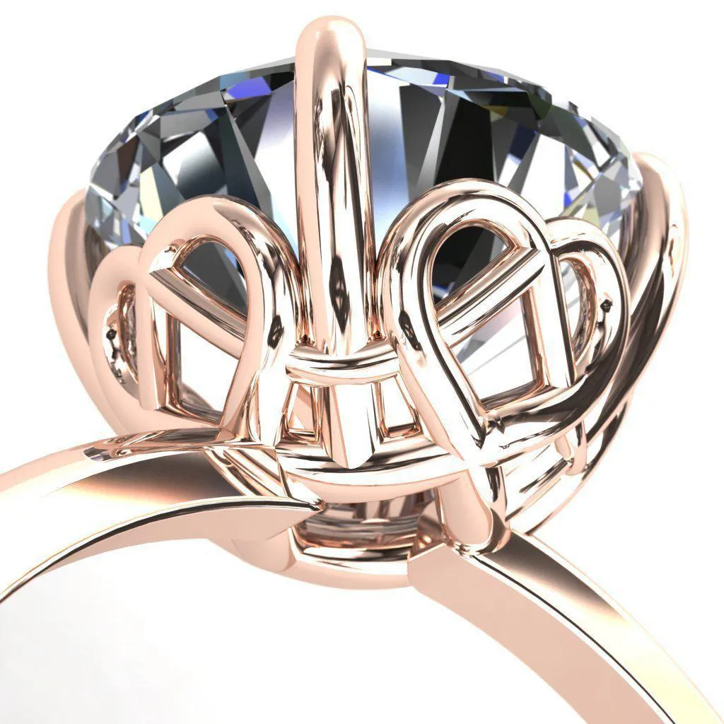 Clover-Hearts Round Center Stone Engagement Ring