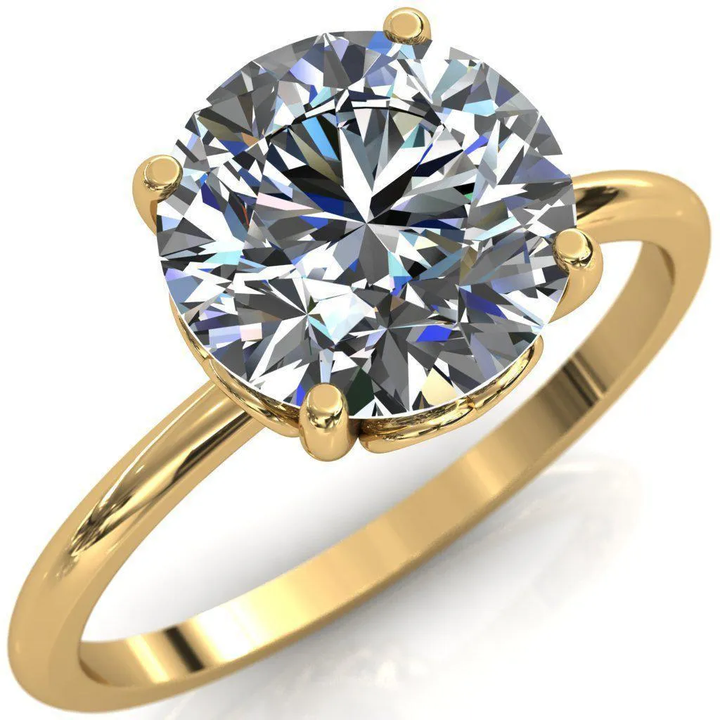 Clover-Hearts Round Center Stone Engagement Ring