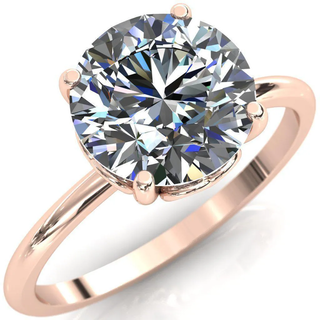 Clover-Hearts Round Center Stone Engagement Ring