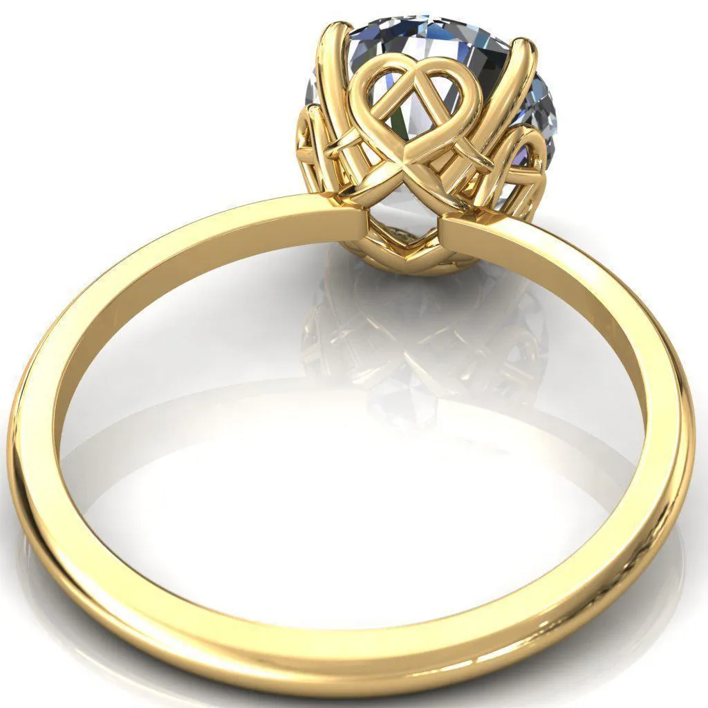Clover-Hearts Round Center Stone Engagement Ring