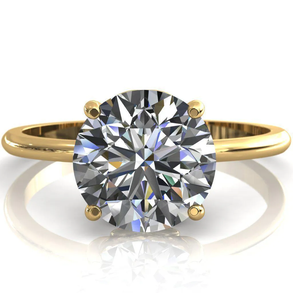Clover-Hearts Round Center Stone Engagement Ring