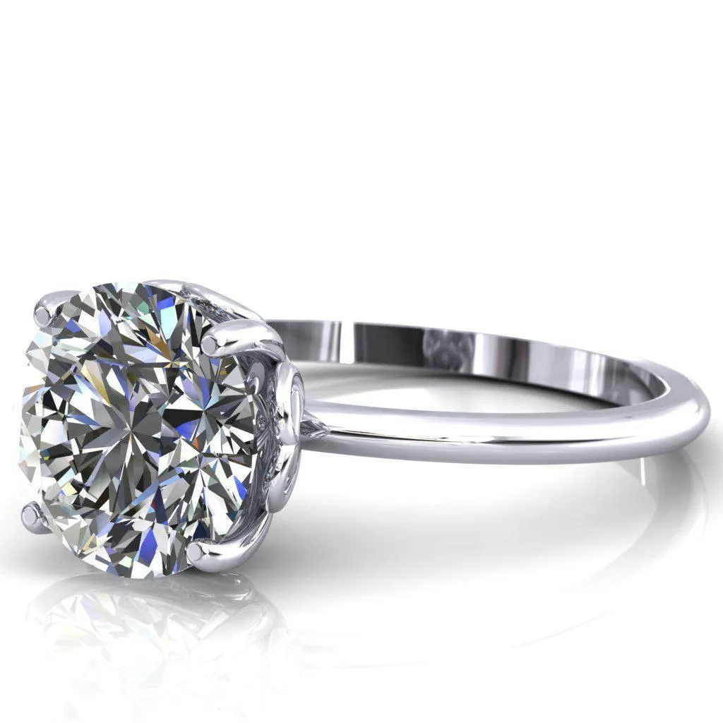 Clover-Hearts Round Center Stone Engagement Ring