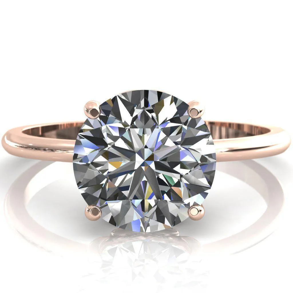 Clover-Hearts Round Center Stone Engagement Ring