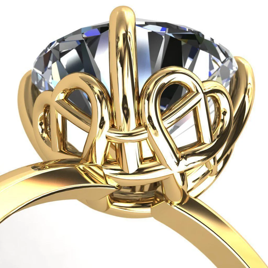 Clover-Hearts Round Center Stone Engagement Ring