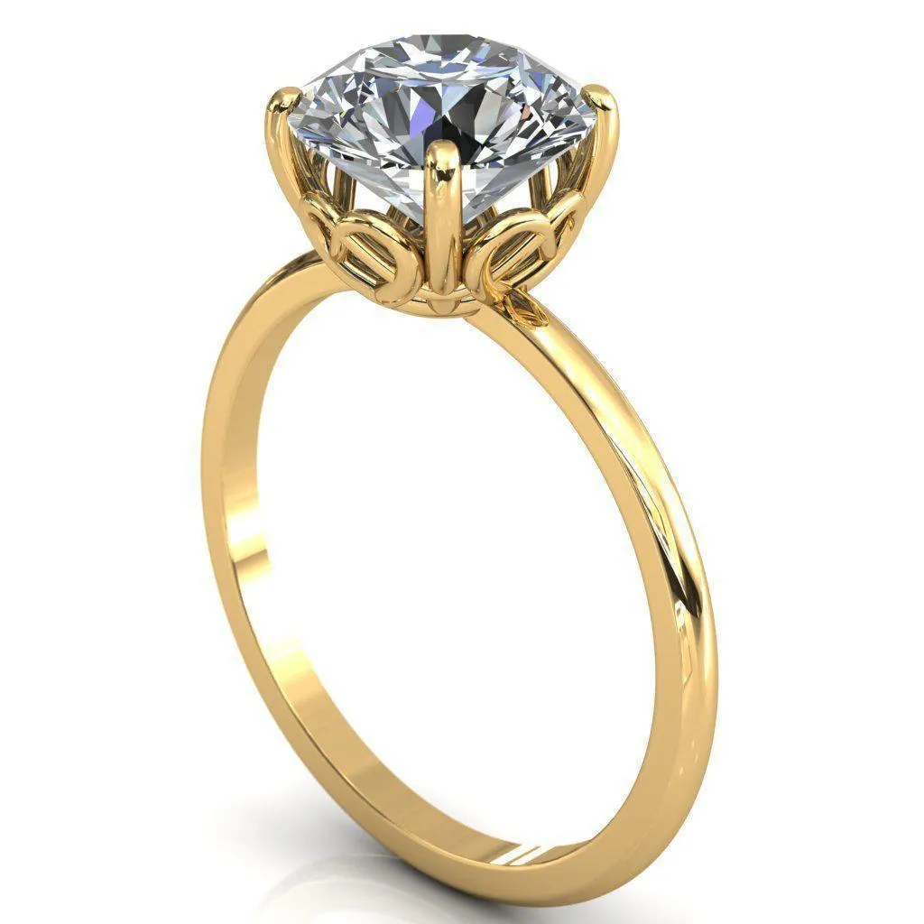 Clover-Hearts Round Center Stone Engagement Ring
