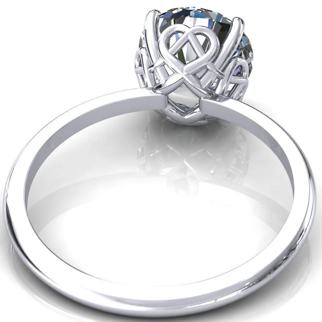 Clover-Hearts Round Center Stone Engagement Ring