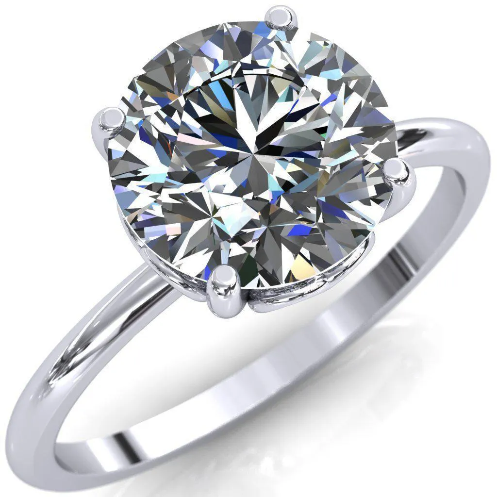 Clover-Hearts Round Center Stone Engagement Ring