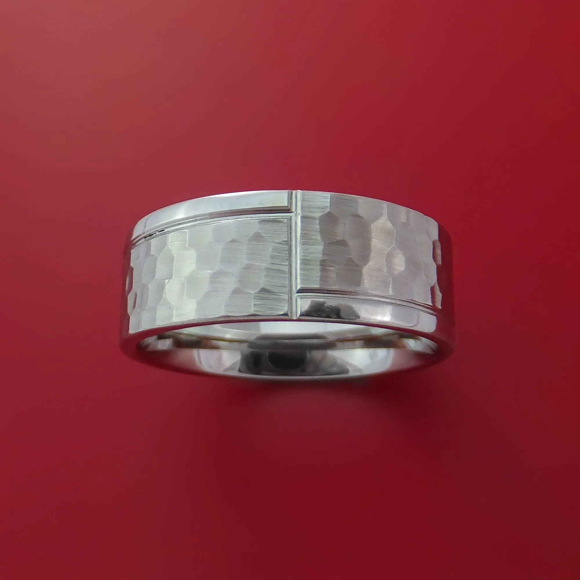 Cobalt Chrome Hammered Ring with Modern Design Custom Made Band