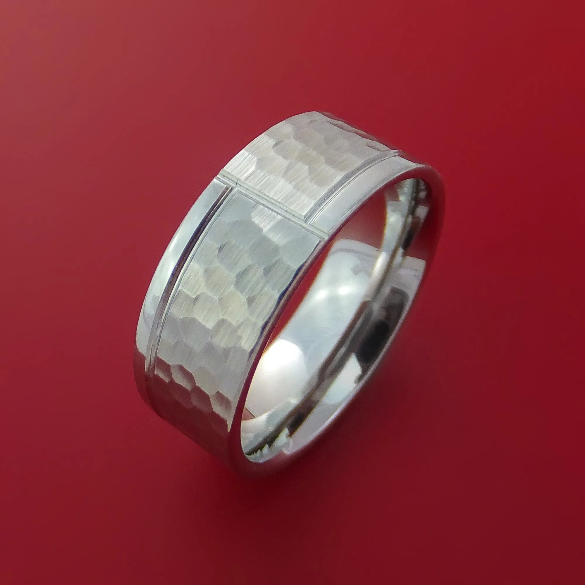 Cobalt Chrome Hammered Ring with Modern Design Custom Made Band