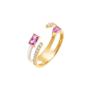 Colored Multi-Shape Open Enamel Ring