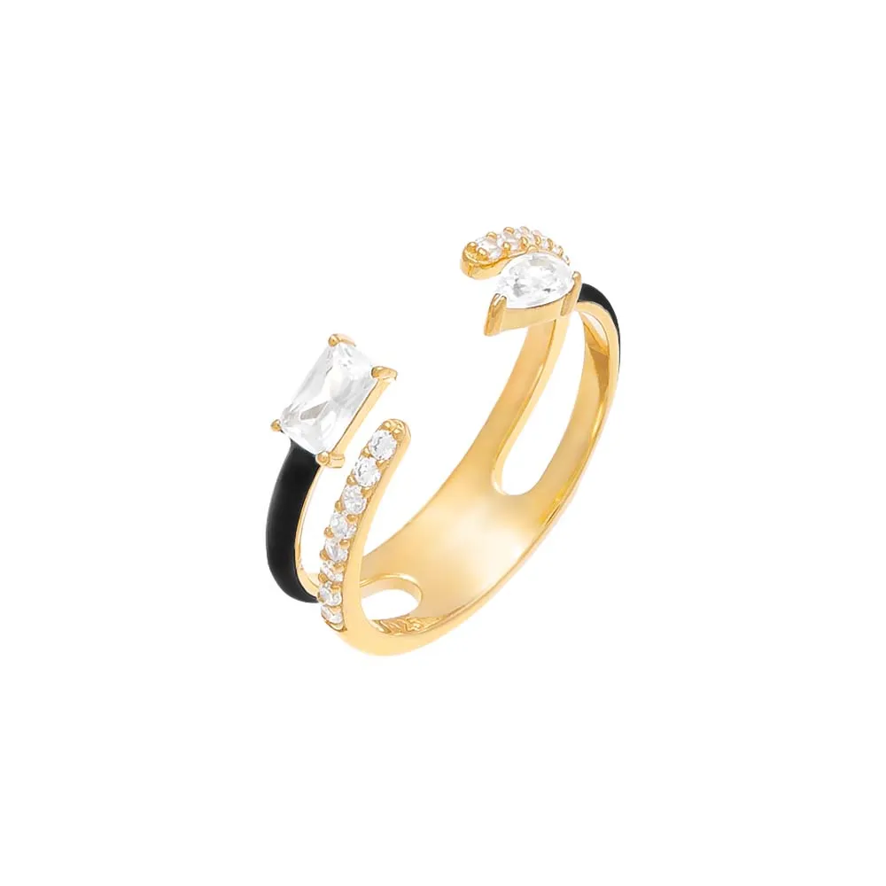 Colored Multi-Shape Open Enamel Ring