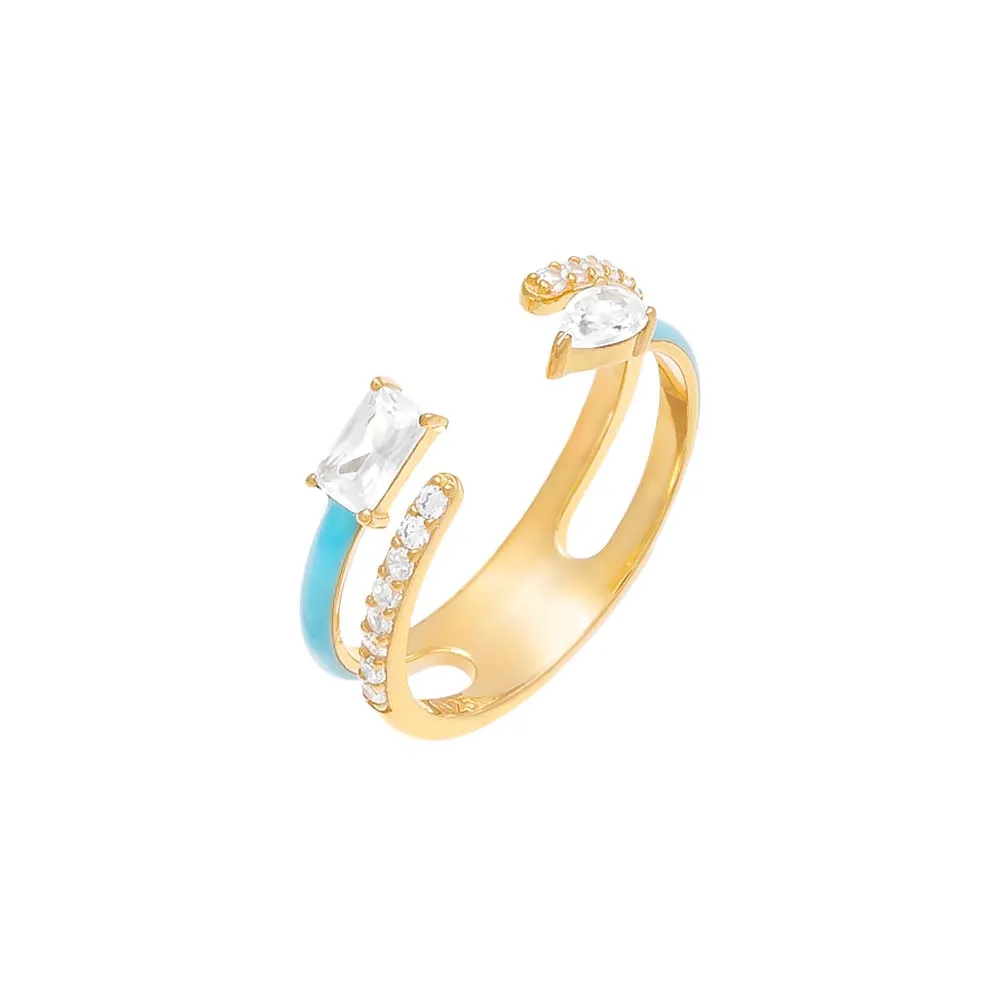 Colored Multi-Shape Open Enamel Ring