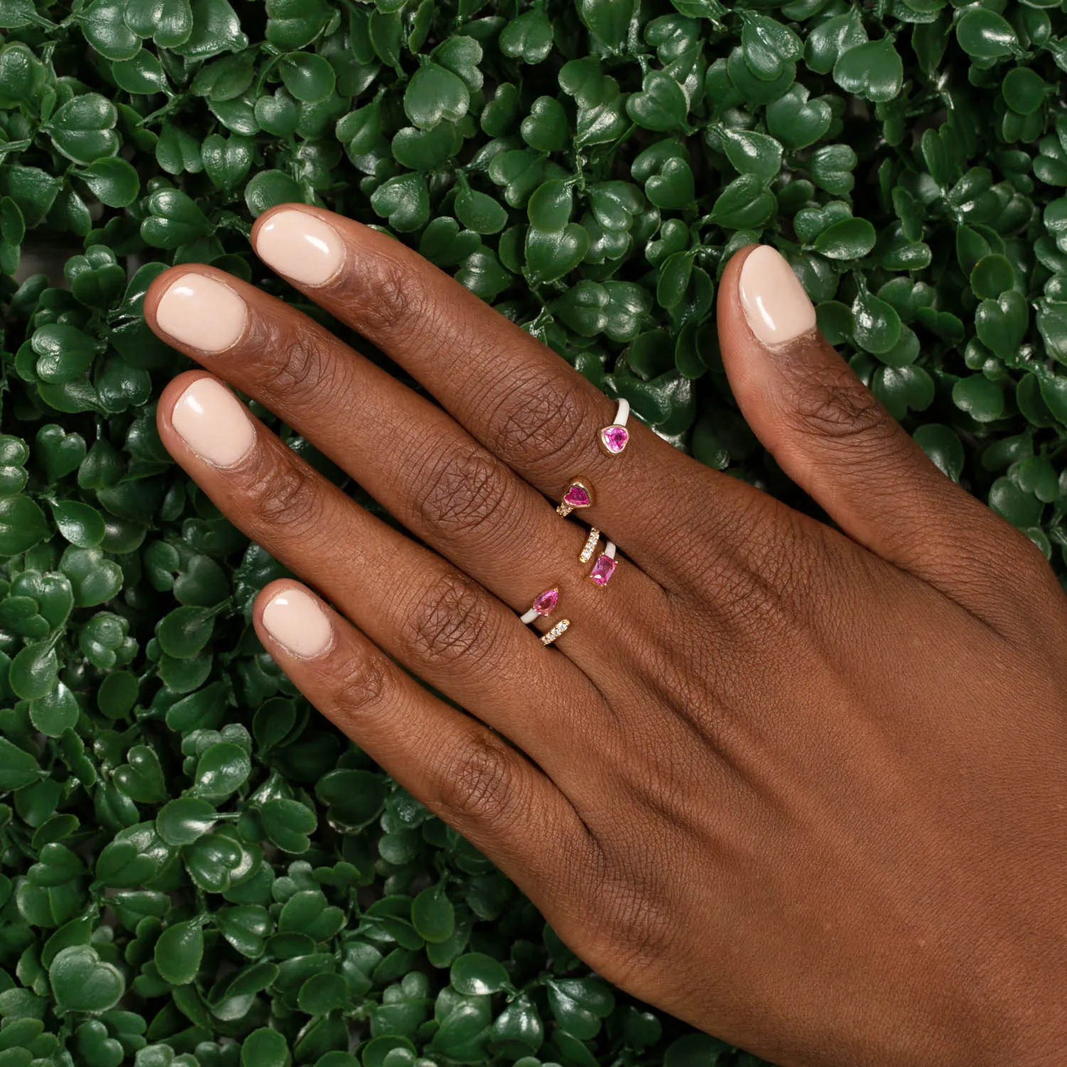 Colored Multi-Shape Open Enamel Ring
