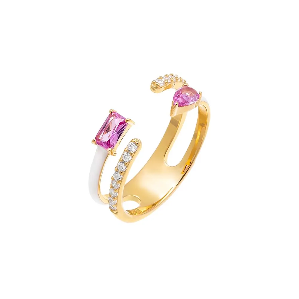 Colored Multi-Shape Open Enamel Ring