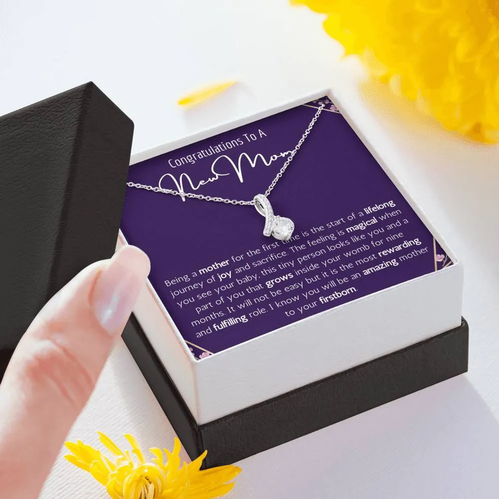 Congratulations To A New Mom Ribbon Necklace