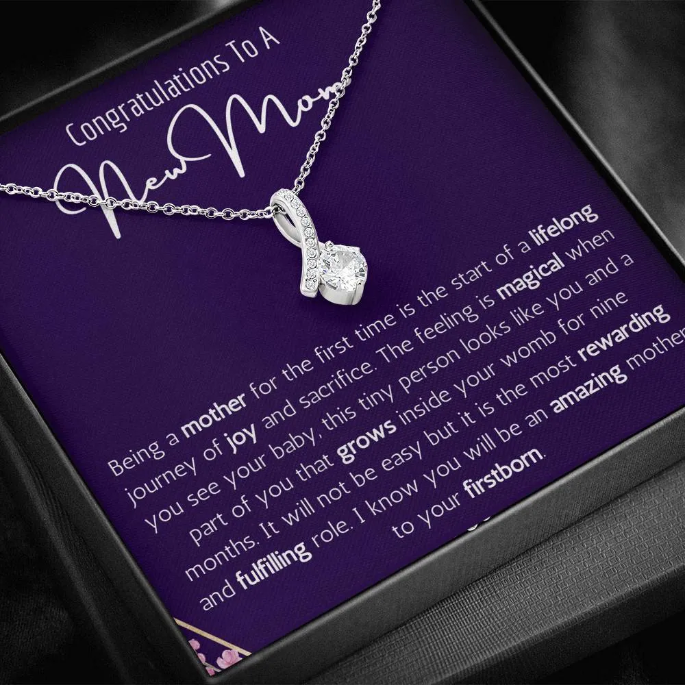 Congratulations To A New Mom Ribbon Necklace