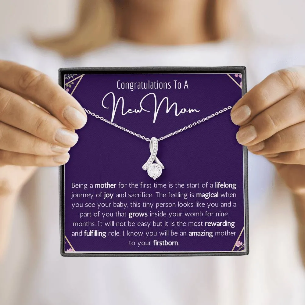 Congratulations To A New Mom Ribbon Necklace