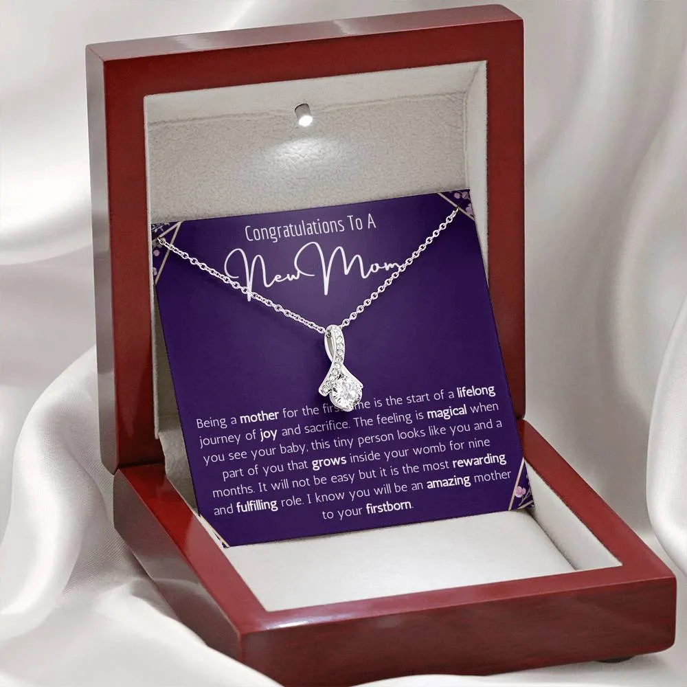 Congratulations To A New Mom Ribbon Necklace
