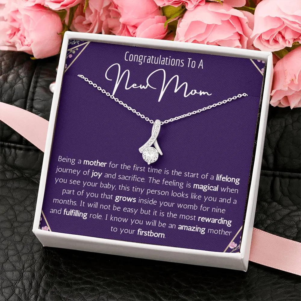 Congratulations To A New Mom Ribbon Necklace