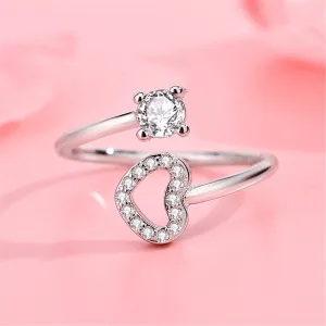 Crystal & Cubic Zirconia Heart Wrap Ring