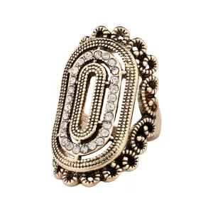 Cubic Zirconia & 18K Gold-Plated Hollow Crown Band Ring