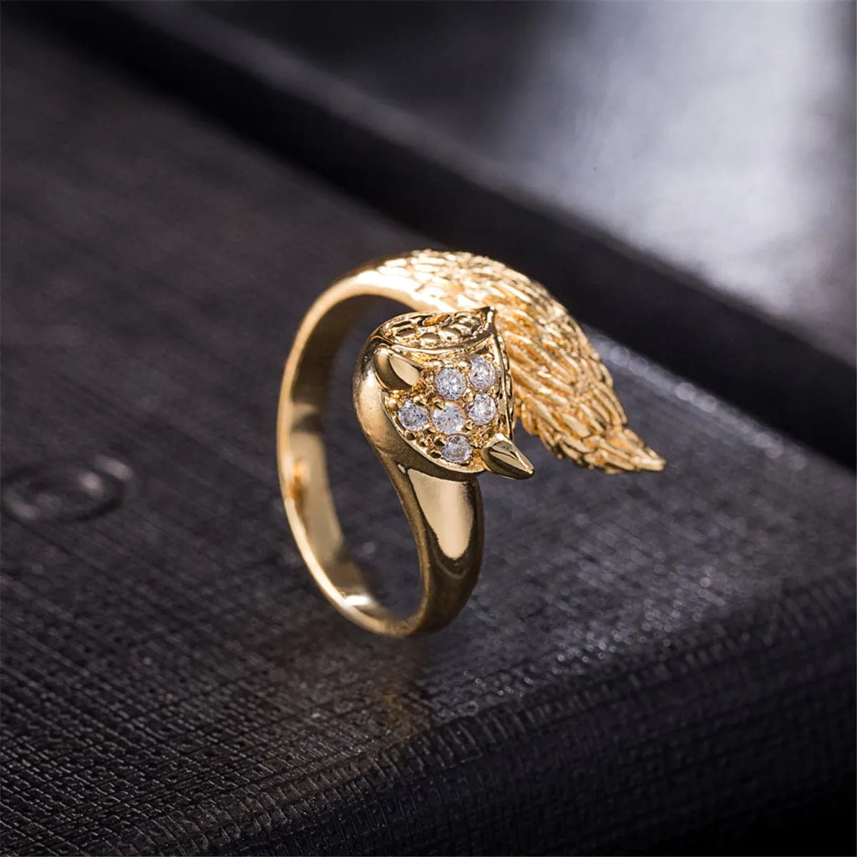 Cubic Zirconia & 18K Gold-Plated Modern Fox Ring
